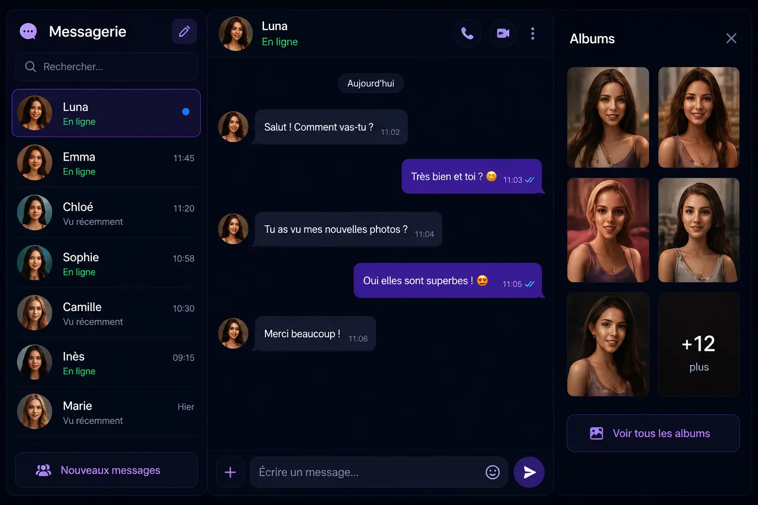 Messagerie albums et interactions social
